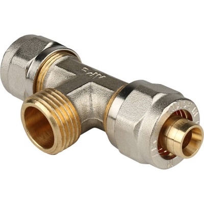 фото STOUT SFS-0011-001216 Тройник-переходник с наружной резьбой  для металлопластиковых труб винтовой