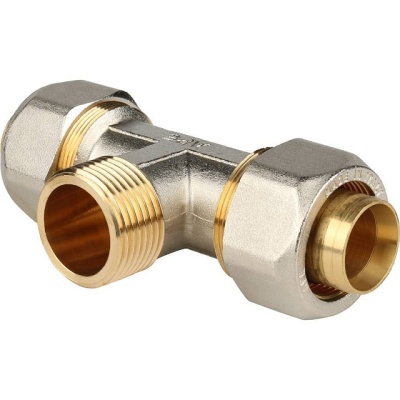 фото STOUT SFS-0011-001216 Тройник-переходник с наружной резьбой  для металлопластиковых труб винтовой