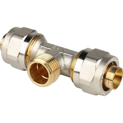 фото STOUT SFS-0011-001216 Тройник-переходник с наружной резьбой  для металлопластиковых труб винтовой