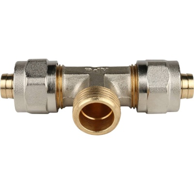 фото STOUT SFS-0011-001216 Тройник-переходник с наружной резьбой  для металлопластиковых труб винтовой