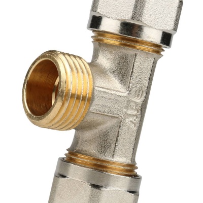 фото STOUT SFS-0011-001216 Тройник-переходник с наружной резьбой  для металлопластиковых труб винтовой